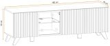 TV-Lowboard Lines in Hickory Eiche und schwarz TV-M�bel mit LED und Push-to-Open, 160 x 52 cm