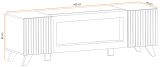 TV-Lowboard Lines in Hickory Eiche und schwarz TV-M�bel mit Ethanol Kamin, 160 x 52 cm
