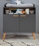 Babyzimmer Wickelkommode Svea in grau matt mit Buche massiv Babym�bel Wickeltisch 96 x 105 cm