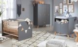 Babyzimmer Wickelkommode Svea in grau matt mit Buche massiv Babym�bel Wickeltisch 96 x 105 cm