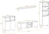 Wohnwand Heritage in Wotan Eiche und schwarz Schrankwand inklusive LED, 330 x 197 cm