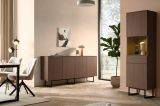 Vitrine Breda in Nussbaum Vitrinenschrank 58 x 200 cm, mit Push-to-Open