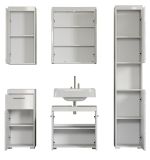Badezimmer Badm�bel Set Adamo in wei� Hochglanz Badkombination 5-teilig 163 x 190 cm