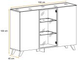 Sideboard Heritage in Wotan Eiche und schwarz Kommode mit LED, 150 x 100 cm
