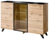 Sideboard Heritage in Wotan Eiche und schwarz Kommode mit LED, 150 x 100 cm