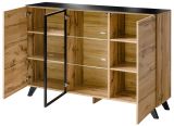 Sideboard Heritage in Wotan Eiche und schwarz Kommode mit LED, 150 x 100 cm
