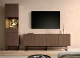 Wohnwand Breda in Nussbaum Wohnkombination 2-teilig 273 cm, mit Push-to-Open