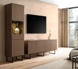 Wohnwand Breda in Nussbaum Wohnkombination 2-teilig 273 cm, mit Push-to-Open