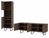 Wohnwand Breda in Nussbaum Wohnkombination 2-teilig 273 cm, mit Push-to-Open