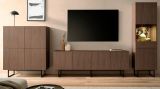 Wohnwand Breda in Nussbaum Wohnkombination 3-teilig 400 cm, mit Push-to-Open