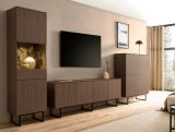 Wohnwand Breda in Nussbaum Wohnkombination 3-teilig 400 cm, mit Push-to-Open