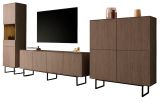 Wohnwand Breda in Nussbaum Wohnkombination 3-teilig 400 cm, mit Push-to-Open