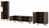 Wohnwand Breda in Nussbaum Wohnkombination 3-teilig 400 cm, mit Push-to-Open