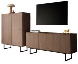 Wohnwand Breda in Nussbaum Wohnkombination 2-teilig 280 cm, mit Push-to-Open