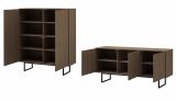 Wohnwand Breda in Nussbaum Wohnkombination 2-teilig 280 cm, mit Push-to-Open