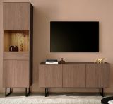 Wohnwand Breda in Nussbaum Wohnkombination 2-teilig 220 cm, mit Push-to-Open