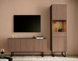 Wohnwand Breda in Nussbaum Wohnkombination 2-teilig 220 cm, mit Push-to-Open