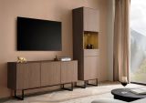 Wohnwand Breda in Nussbaum Wohnkombination 2-teilig 220 cm, mit Push-to-Open