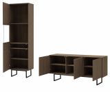 Wohnwand Breda in Nussbaum Wohnkombination 2-teilig 220 cm, mit Push-to-Open