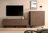 Wohnwand Breda in Nussbaum Wohnkombination 2-teilig 330 cm, mit Push-to-Open