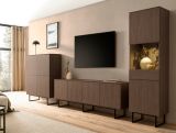 Wohnwand Breda in Nussbaum Wohnkombination 2-teilig 330 cm, mit Push-to-Open