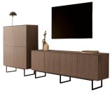 Wohnwand Breda in Nussbaum Wohnkombination 2-teilig 330 cm, mit Push-to-Open