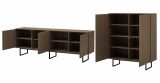 Wohnwand Breda in Nussbaum Wohnkombination 2-teilig 330 cm, mit Push-to-Open