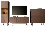 Wohnwand Breda in Nussbaum Wohnkombination 3-teilig 353 cm, mit Push-to-Open