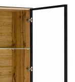 Vitrine Heritage in Wotan Eiche und schwarz Vitrinenschrank mit LED, 60 x 197 cm