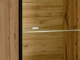 Vitrine Heritage in Wotan Eiche und schwarz Vitrinenschrank mit LED, 60 x 197 cm