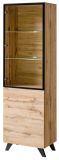 Vitrine Heritage in Wotan Eiche und schwarz Vitrinenschrank mit LED, 60 x 197 cm