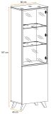 Vitrine Heritage in Wotan Eiche und schwarz Vitrinenschrank mit LED, 60 x 197 cm
