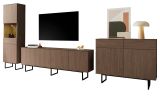 Wohnwand Breda in Nussbaum Wohnkombination 3-teilig 400 cm, mit Push-to-Open
