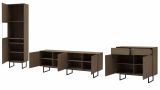 Wohnwand Breda in Nussbaum Wohnkombination 3-teilig 400 cm, mit Push-to-Open