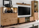 TV-Lowboard Heritage in Wotan Eiche und schwarz TV-M�bel mit LED, 150 x 47 cm