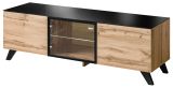 TV-Lowboard Heritage in Wotan Eiche und schwarz TV-M�bel mit LED, 150 x 47 cm