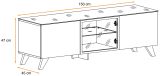 TV-Lowboard Heritage in Wotan Eiche und schwarz TV-M�bel mit LED, 150 x 47 cm