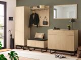 Garderobe Sitzbank Breda in Stone Eiche Garderobenbank 90 cm, mit Push-to-Open