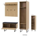 Garderobe Set 4-teilig Breda in Stone Eiche Garderobenkombination 158 x 200 cm