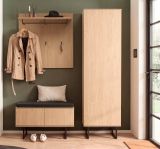 Garderobe Set 4-teilig Breda in Stone Eiche Garderobenkombination 158 x 200 cm