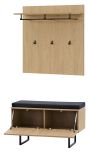 Garderobe Set 3-teilig Breda in Stone Eiche Garderobenkombination 90 x 200 cm