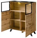 Vitrine Heritage in Wotan Eiche und schwarz Vitrinenschrank mit LED, 100 x 123 cm