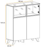 Vitrine Heritage in Wotan Eiche und schwarz Vitrinenschrank mit LED, 100 x 123 cm