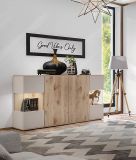 Sideboard Cathlyn in Eiche und Kaschmir, Kommode inkl. LED, 160 x 92 cm