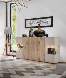 Sideboard Cathlyn in Eiche und Kaschmir, Kommode inkl. LED, 160 x 92 cm