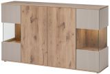 Sideboard Cathlyn in Eiche und Kaschmir, Kommode inkl. LED, 160 x 92 cm