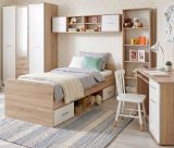 Kinder-/Jugendzimmer Superior in wei� und Sonoma Eiche Komplett Set 5-teilig