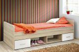 Kinderbett / Jugendbett Superior in wei� und Sonoma Eiche Bett inkl. Lattenrost 96 x 204 cm