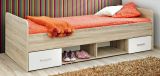 Kinderbett / Jugendbett Superior in wei� und Sonoma Eiche Bett inkl. Lattenrost 96 x 204 cm
