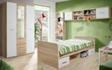 H�ngeregal Superior in wei� und Sonoma Eiche Kinder-/Jugendzimmer Wandregal 204 x 39 cm